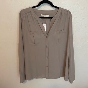 Loft Green Button Up Blouse size Medium - NWT